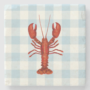 Humster Blue Gingham Karo Coastal Steinuntersetzer