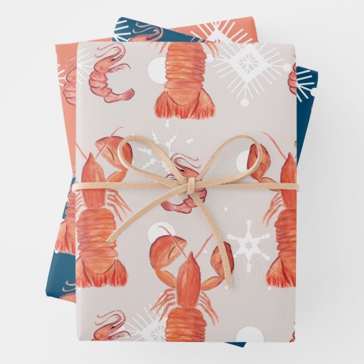 Humster Crustacean Watercolor Schneeflockenmuster Geschenkpapier Set (Beispiel)