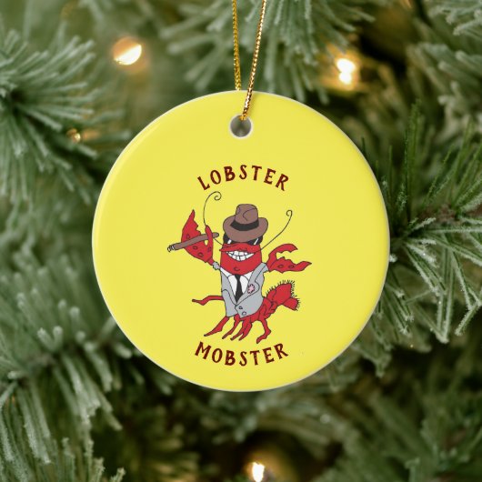 Humster Mobster 🦞 Funny Cartoon Gangster Keramik Ornament (Baum)