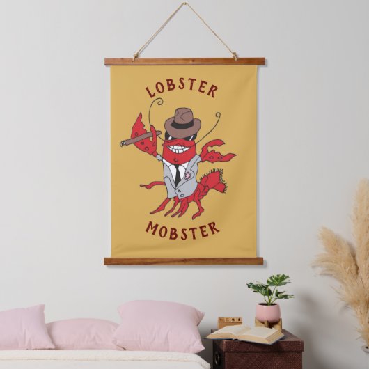 Humster Mobster 🦞 Funny Cartoon Gangster Wandteppich Mit Holzrahmen (Schlafzimmer)