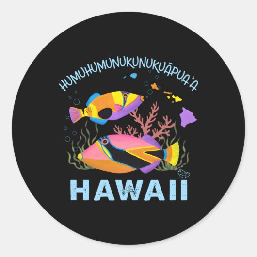 Humuhumunukunukuapua'A Hawaii Staat Fisch Runder Aufkleber (Vorderseite)