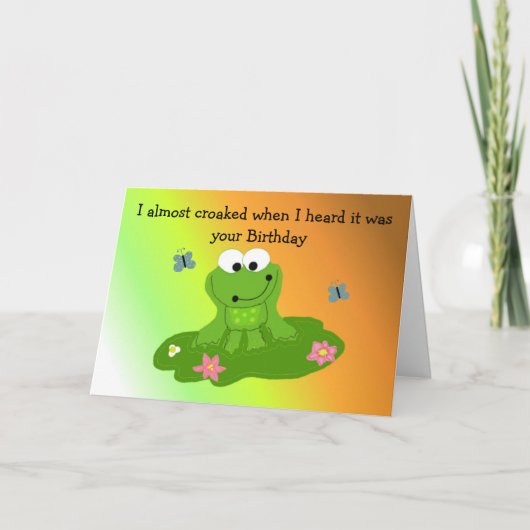 Humurer Cartoon Frog Birthday Karte (Vorderseite)