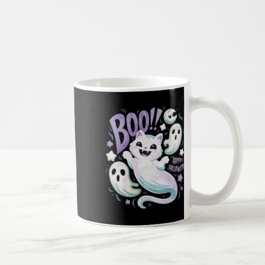 Humurer Ghost Cat Boo Kitty Halloween Kaffeetasse (Rechts)