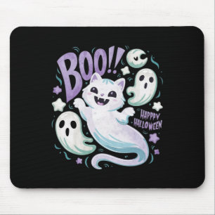 Humurer Ghost Cat Boo Kitty Halloween Mousepad