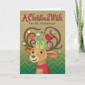 Humurer Haartrockner Burlap Red Zickzack Reindeer Karte (Vorderseite)