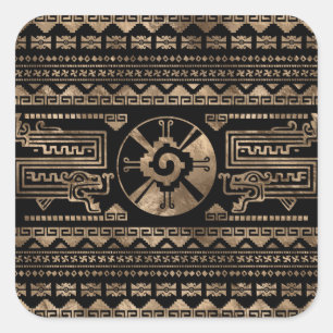 Hunab Ku Gold auf schwarz Quadratischer Aufkleber