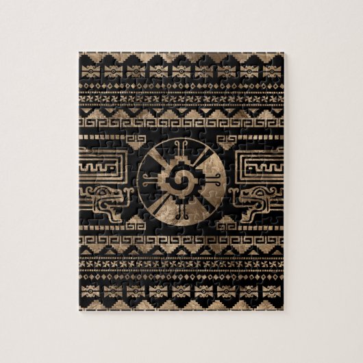 Hunab Ku Gold auf Schwarzem Puzzle (Vertikal)