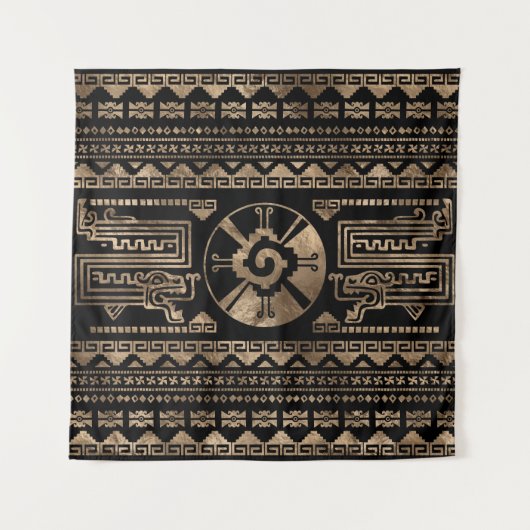 Hunab Ku Gold auf Schwarzem Wandteppich (Vorderseite)