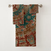 Hunab Ku Gold rot und aquamarin Badhandtuch Set (Insitu)