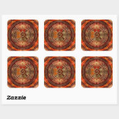 Hunab Ku Mayan Symbol Burnt Orange und Gold Quadratischer Aufkleber (Blatt)