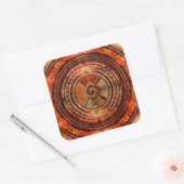 Hunab Ku Mayan Symbol Burnt Orange und Gold Quadratischer Aufkleber (Umschlag)
