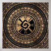 Hunab Ku Mayan Symbol Schwarz und Gold Poster (Vorne)