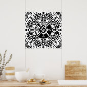 Hunab Ku Mayan Symbol schwarz-weiß #3 Poster (Küche)