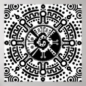 Hunab Ku Mayan Symbol schwarz-weiß #3 Poster (Vorne)