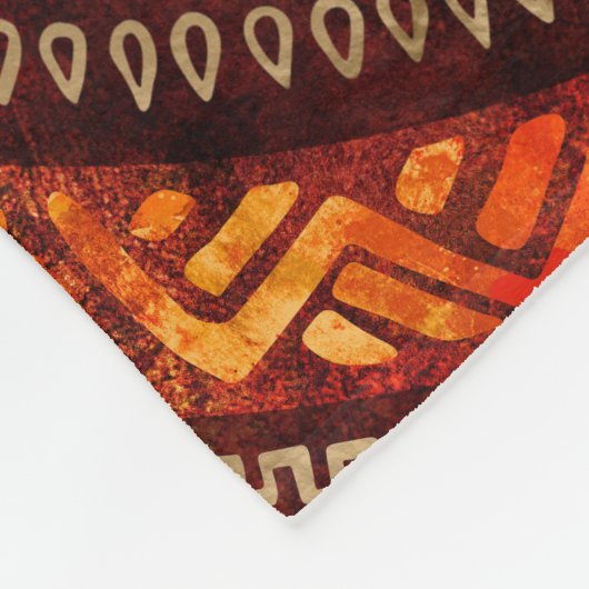 Hunab Ku Mayasymbol brannte Orange und Gold Fleecedecke (Ecke)