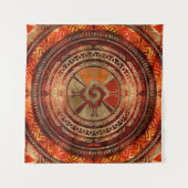 Hunab Ku Mayasymbol brannte Orange und Gold Wandteppich (Vorderseite (Horizontal))