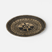 Hunab Ku Mayasymbolschwarzes und -gold Pappteller (Schrägansicht)