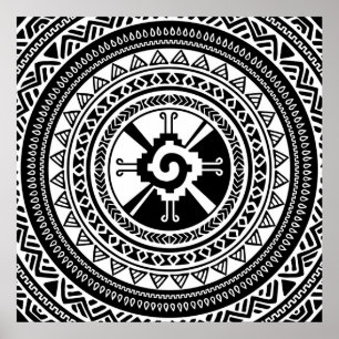 Hunab Ku Mayasymbolschwarzes und -gold Poster