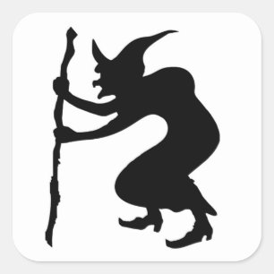 HUNCHBACK HALLOWEEN WITCH QUADRATISCHER AUFKLEBER