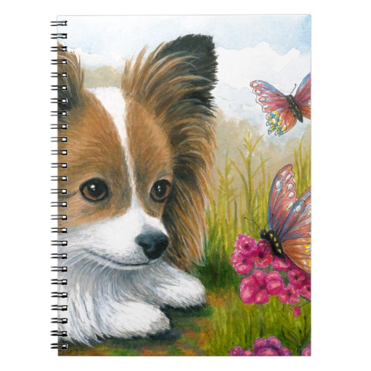 Hund123 Papillon Hund mit Schmetterlingen Notizblock (Vorderseite)