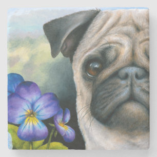 Hund133 Mops Steinuntersetzer
