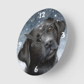 Hund 100 schwarzer Labrador Runde Wanduhr (Winkel)