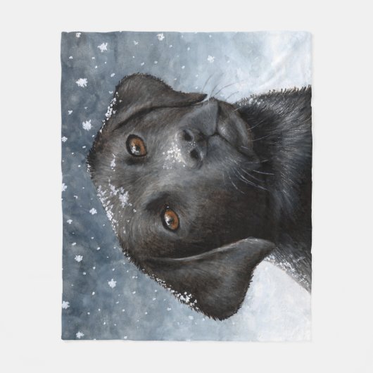 Hund 100 schwarzes Labrador Fleecedecke (Vorderseite)