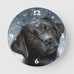 Hund 100 schwarzes Labrador Runde Wanduhr