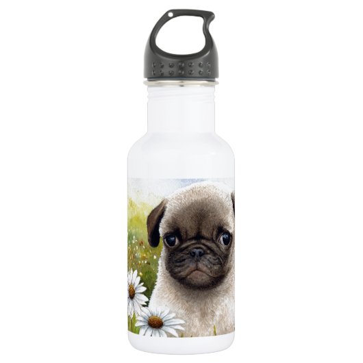 Hund 114 Welpe Mops Trinkflasche (Vorderseite)