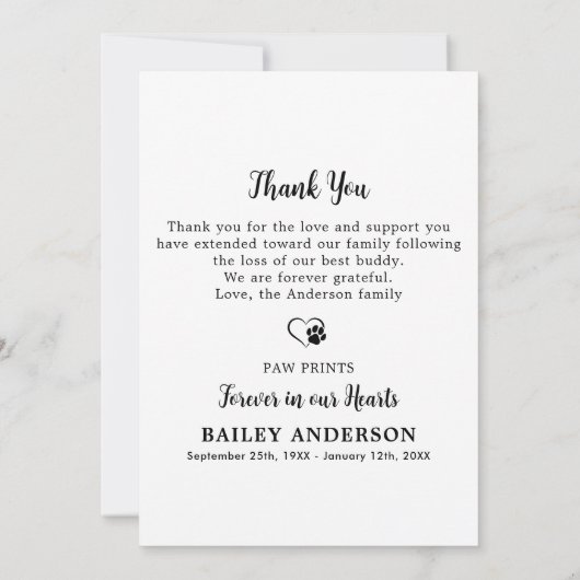 Hund 11 Foto Collage Modernes Beileid Pet Memorial Dankeskarte (Rückseite)