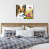 Hund 123 Papillon Hund mit Schmetterlingen Leinwanddruck (Insitu (Schlafzimmer))