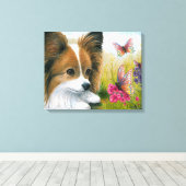 Hund 123 Papillon Hund mit Schmetterlingen Leinwanddruck (Insitu (Holzboden))