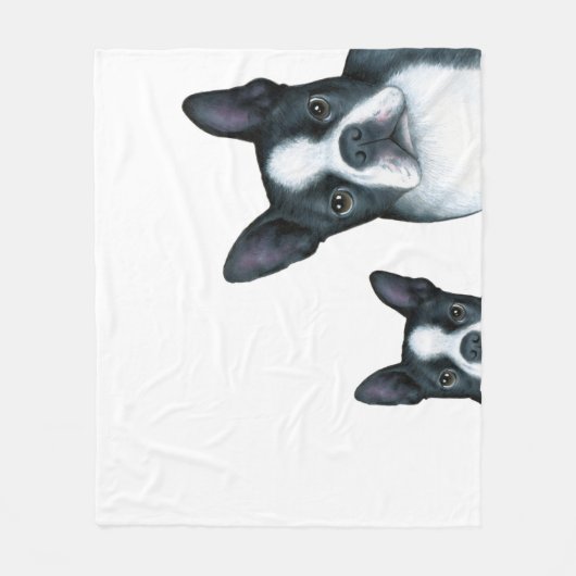 Hund 128 b/w Boston Terrier Fleecedecke (Vorderseite)