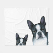 Hund 128 b/w Boston Terrier Fleecedecke (Vorderseite (Horizontal))