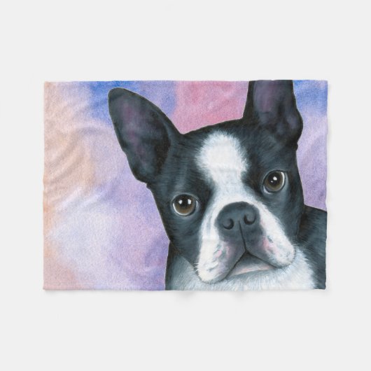 Hund 128 Boston Terrier Fleecedecke (Vorderseite (Horizontal))