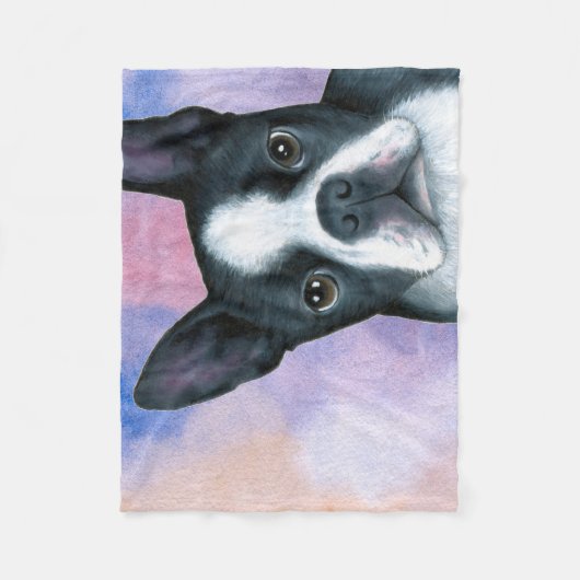 Hund 128 Boston Terrier Fleecedecke (Vorderseite)