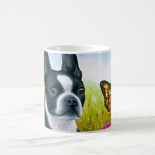 Hund 134 Boston Terrier Butterfly Kaffeetasse (Mittel)