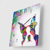 Hund 135 Boston Terrier Quadratische Wanduhr (Winkel)