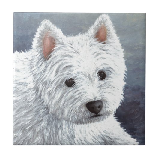 Hund 137 Weißwestie Fliese (Vorderseite)
