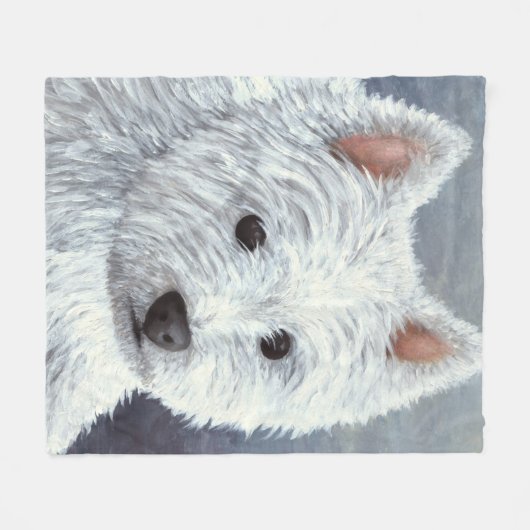 Hund 137 Westie Fleecedecke (Vorderseite (Horizontal))