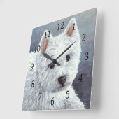 Hund 137 White Westie Quadratische Wanduhr (Winkel)