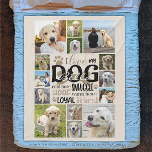 Hund 14 Foto Collage LIEBE Mein Hund Name Fleecedecke