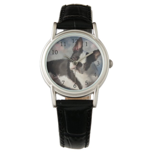 Hund 150 Boston Terrier Armbanduhr (Vorderseite)