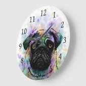 Hund 156 Funny Mops Große Wanduhr (Winkel)