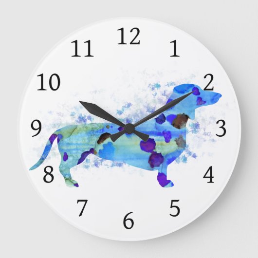 Hund 160 Teckel-Dackel Große Wanduhr (Vorderseite)