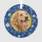 Hund 2 Foto Blue Snowflake Custom Weihnachten Ornament (Rückseite)
