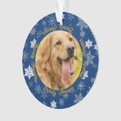 Hund 2 Foto Blue Snowflake Custom Weihnachten Ornament (Vorderseite)
