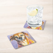 Hund 2 rechteckiger pappuntersetzer (Vor Ort)