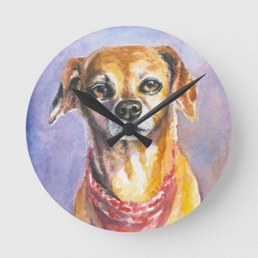 Hund 2 runde wanduhr (Vorderseite)