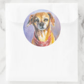 Hund 2 runder aufkleber (Tasche)